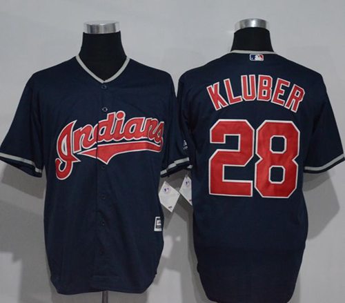 Indians #28 Corey Kluber Navy Blue New Cool Base Stitched MLB Jersey - Click Image to Close